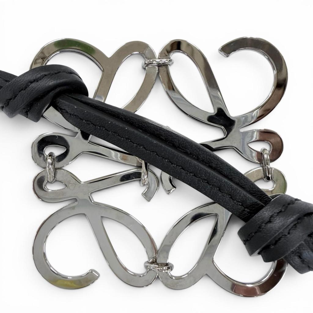 Great LOEWE Bag charm Anagram Keychain Keyring black leather Women C821232X02 Used