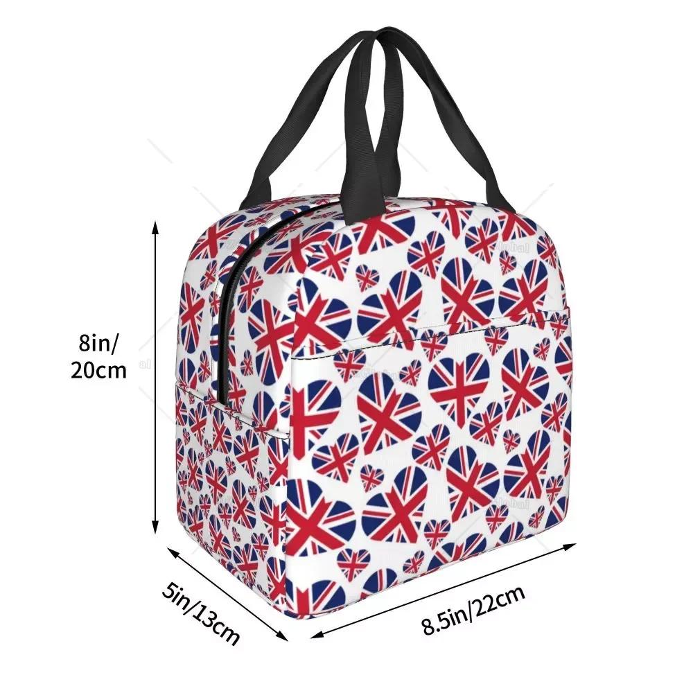 Lunchbox für Damen mit britischer Flagge und britischem Symbol, wasserdicht, Thermo-Kühltasche für Lebensmittel, isoliert, für die Schule, Picknick-Tragetaschen