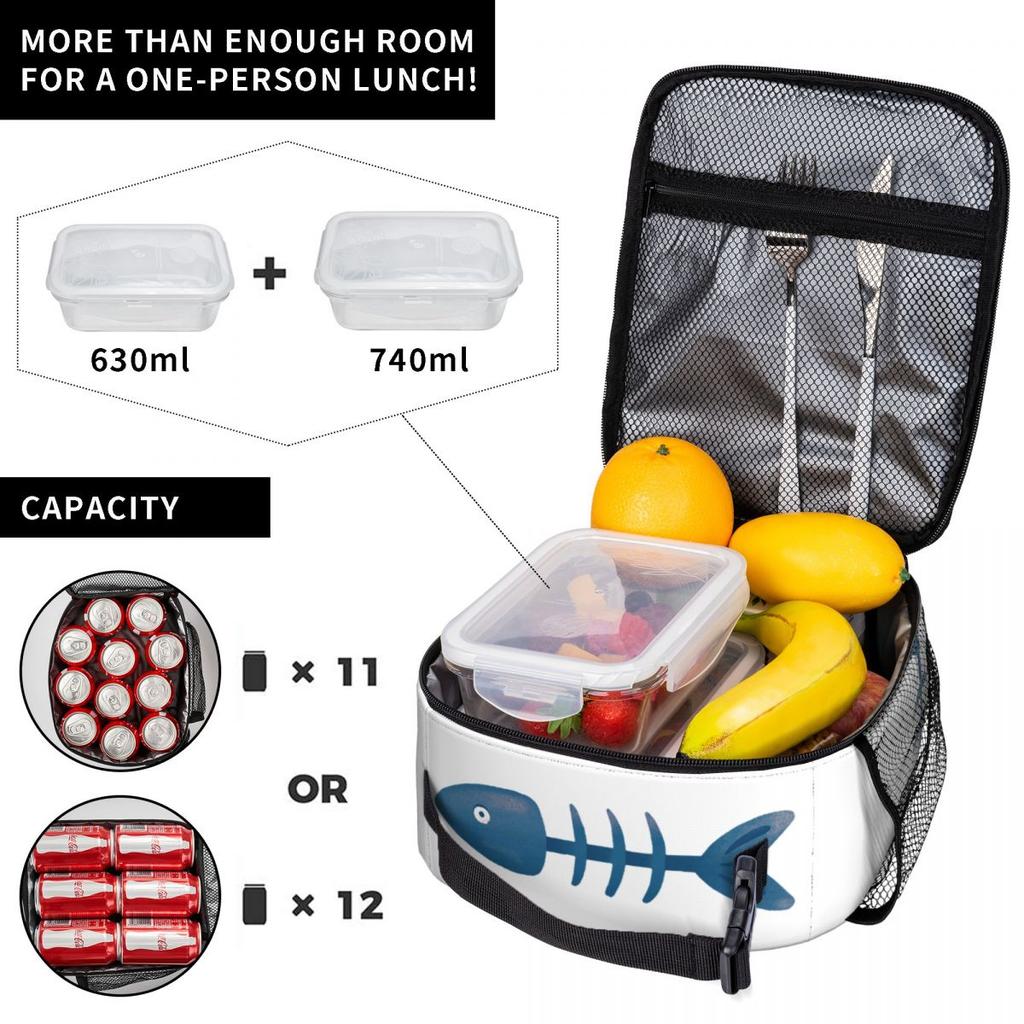 Poor Fish Insulated Lunch Bag for Women Kids Leakproof Food Boxes Thermal Lunch Box Tote