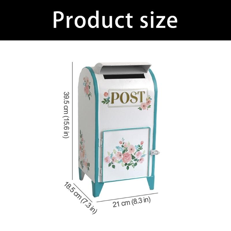 Mailbox Gift Table Box with Metal Body, Front Opening Door and Top Slot for Wedding Envelopes, Graduation Table Use, Entry Console Display