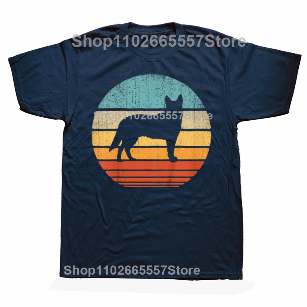 Blue Heeler Australian Cattle Dog Retro Vintage Sunset T Shirts Streetwear Short Sleeve Birthday Gifts Summer Style Tshirt Unisex S