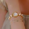 BS Pearl Bracelet Women Watch Quartz Wristwatch Stainless Steel Band Round Ladies Dress Clock Luxury Reloj Mujer Montre Femme