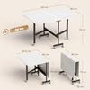 Mobile Folding Table with 6 Casters and Brakes, Foldable Kitchen/dining Table for Small Spaces, White