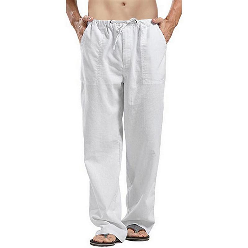 Spring Linen Wide Men Pants Korean Trousers Oversize Cotton Streetwear Male New Yoga Pants Casual Men Clothing Sweatpants