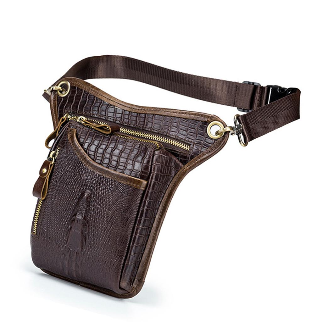 Motorcycle Bike Leather Waist Bag Multi Purpose Sporting Shoulder Bag Leg Thigh Pack for Riding Hiking Camping