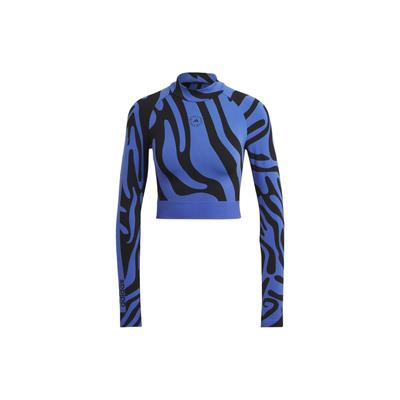 Logo Short Sleeve Fitted T-Shirt Women Tops Blue HF3066