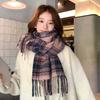 2025 Korean imitation cashmere scarf women's autumn and winter high-end warm shawl cute versatile plaid scarf