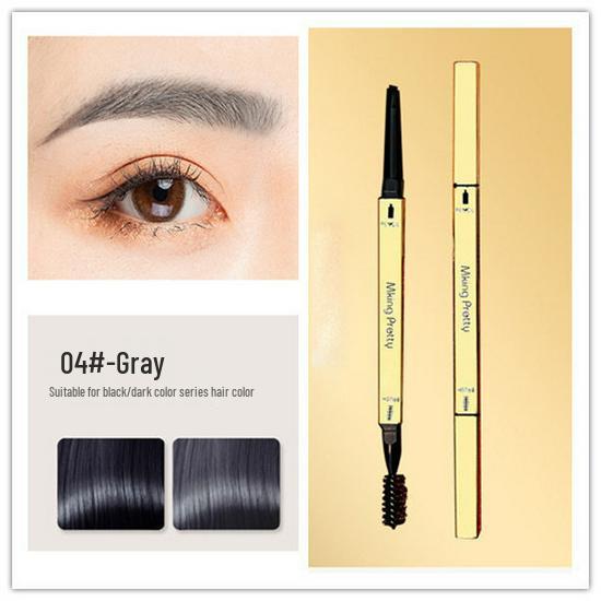 Gold Bar Double-Ended Eyebrow Pencil: Waterproof, Sweatproof, Ultra-Fine, Natural, Long-Lasting, Triangle Tip for Women Beginners.