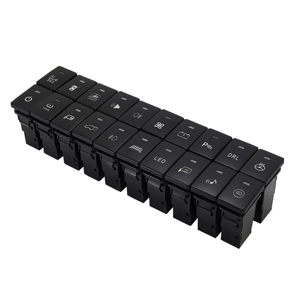 Green Car LED DRL Power Rearview Mirror Folding Button Front Rear Differential Lock Switch for Toyota Camry Prius Corolla Prado