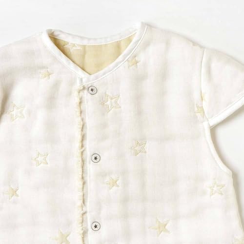 10mois (Dimois) Fluffy Gauze (6-Layer Gauze) 2-Way Baby Sleeper with Sleeves, 100% Cotton, Ecru, 58cm Length, For Newborns to 3 Years Old