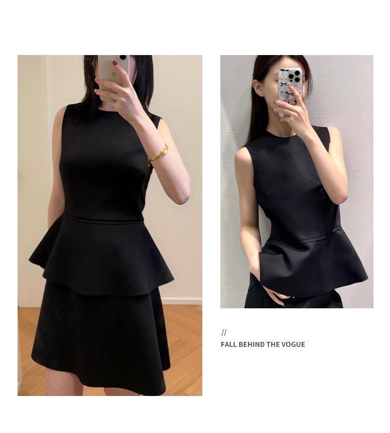 Deconstructed Hepburn Style Little Black Dress with Sleeveless Top - 2025 Spring Women's Slim Skirt