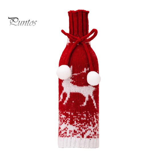 Wine Bottle Cover Soft Wear Resistant Santa Claus Snowman Christmas-themed Champagne Bottle Cover Knitted Wine Bottle Wrap
