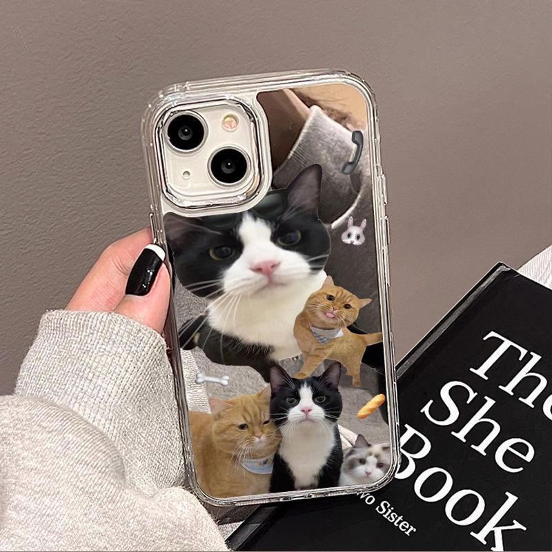 Cat conspicuous bag is suitable for Phone17pormax mirror mobile phone case 16pro Apple 15 all-inclusive 1314.