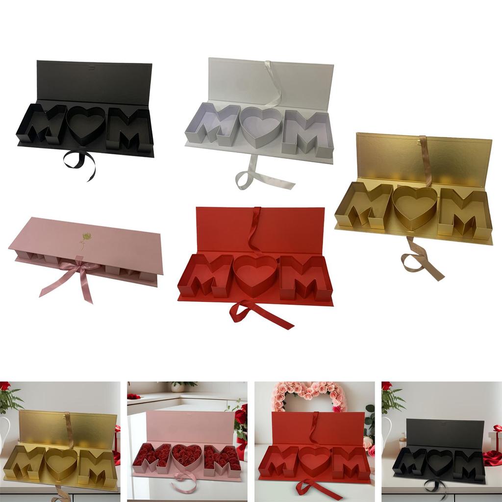 Mom Letter Shaped Empty Flower Box Mother's Day Creative Floral Packaging for Valentines Anniversary DIY Decorations Parties