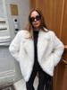 Autumn and winter women's imitation fox fur coat loose silhouette suit collar imitation fur jacket cardigan