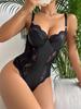 European & American Patent Leather Lace Bodysuit - Women's Sexy Lingerie Set