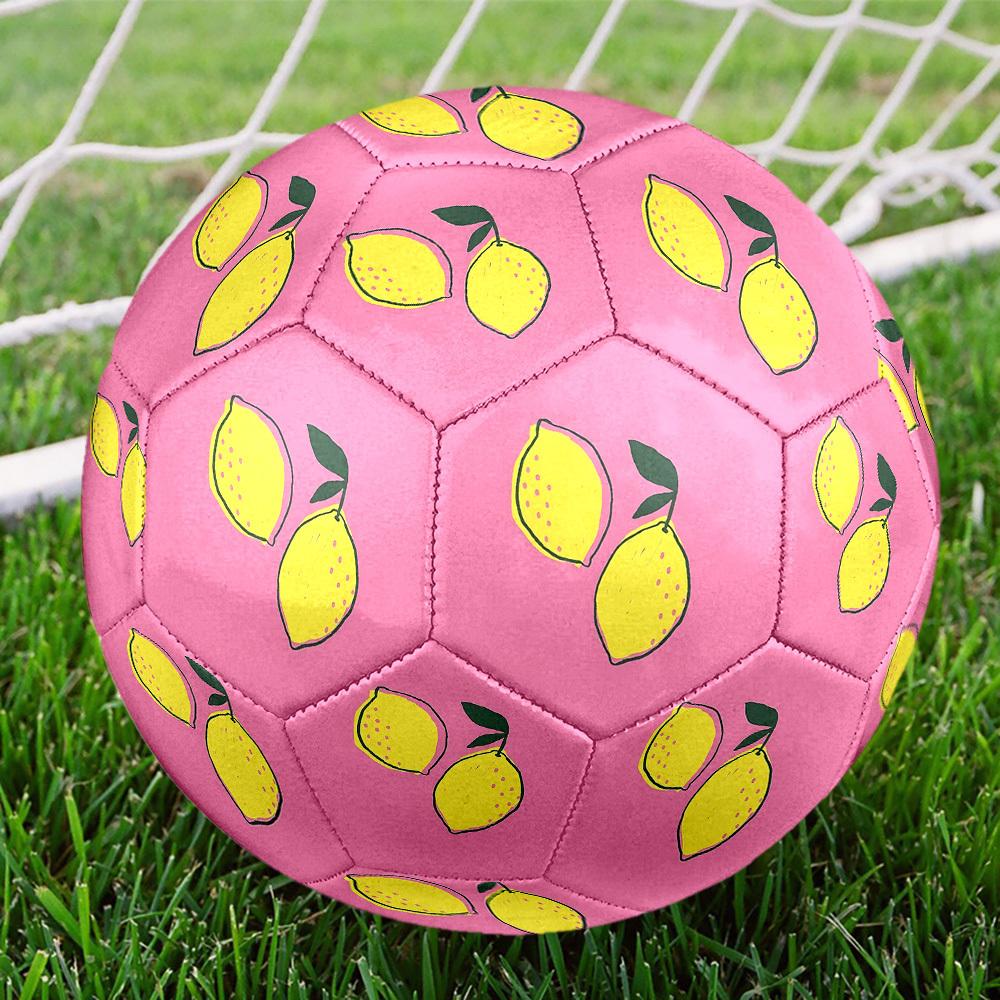1pc Lemon Illustration Art Theme Soccer Ball Football, Size 5, Lightweight PVC, Outdoor Training Soccer Ball,Gift j61441