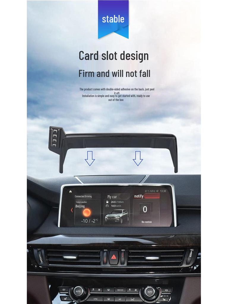 Soporte de teléfono con carga inalámbrica para BMW X5 (2014-2023) con Navegación de Modelo de Pantalla.