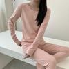 Maca Fleece Autumn and Winter Warm Suit, Polished Slim-fitting Thread Pants, Round Neck Bottomed Long Johns, Soft Women