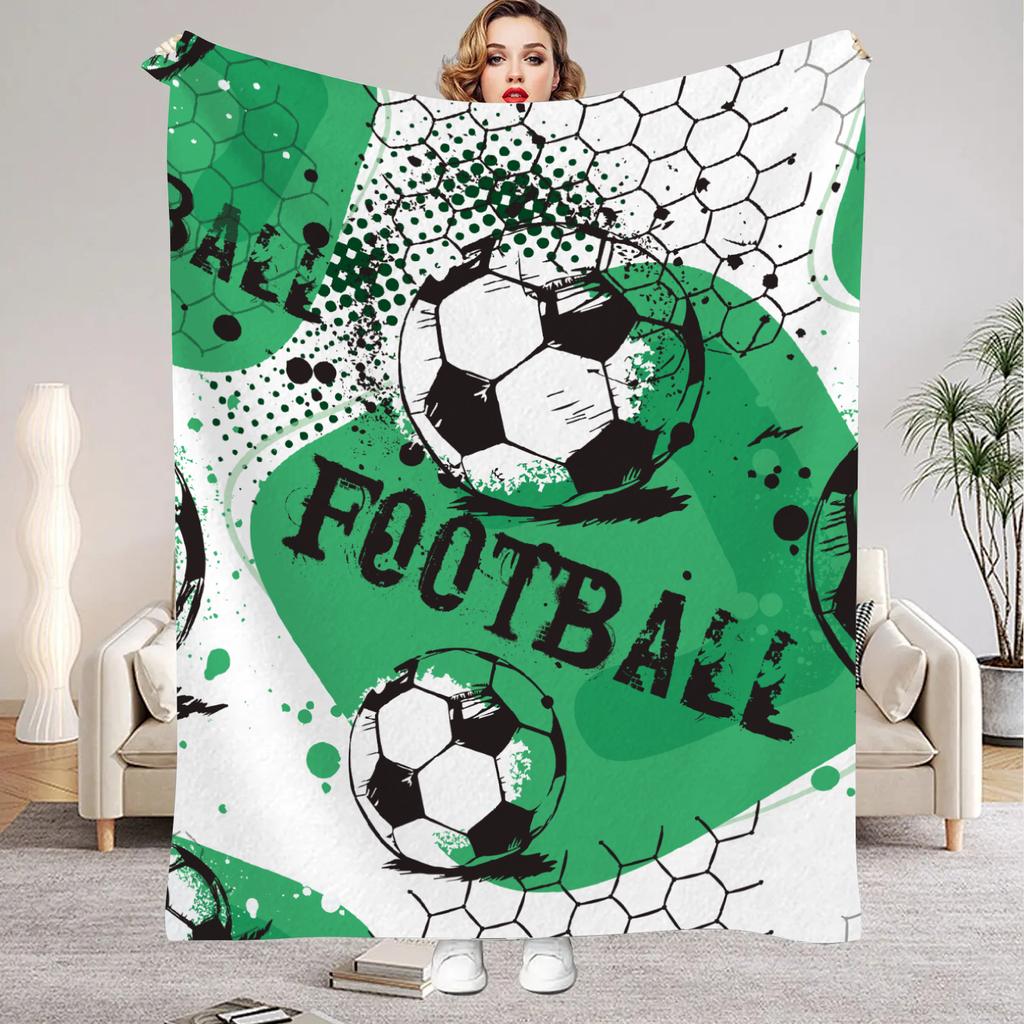 1pc Flannel Blankets Colorful Football Printed Quality Soft Warm Throw Blanket Winter for Kids Boys Couch Bed Fluffy Bedspread