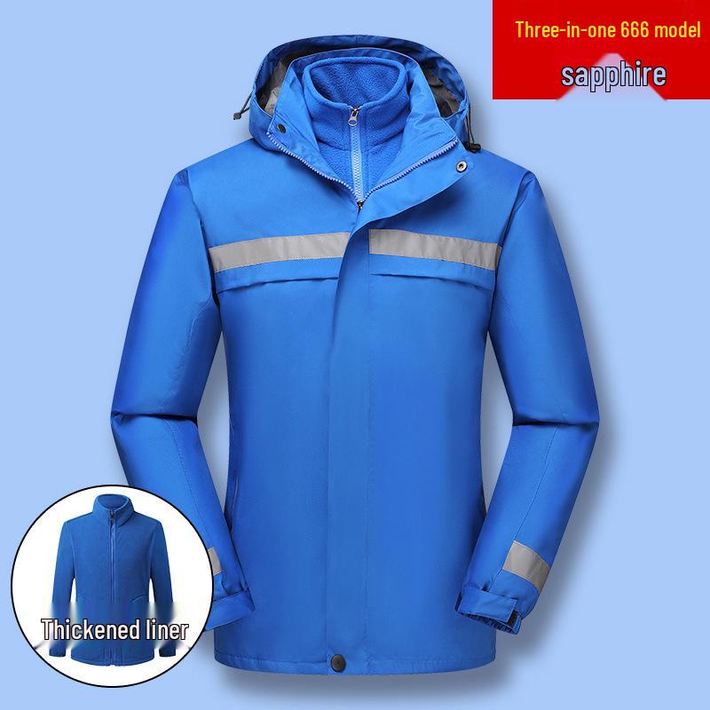 

Унисекс светоотражающая ветровка три-в-одном: Водонепроницаемый, Ветрозащитный, Теплый, со Съемной Подкладкой 3XL