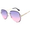 Fashion Blue Rimless Sunglasses Women  UV400 Luxury Aviation Ladies Sunglasses Glasses Shades Zonnebril Dames