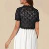 Ladies' Short-sleeved Fashionable Top, Elegant Lace with Cutouts, Banquet Knitted Cardigan