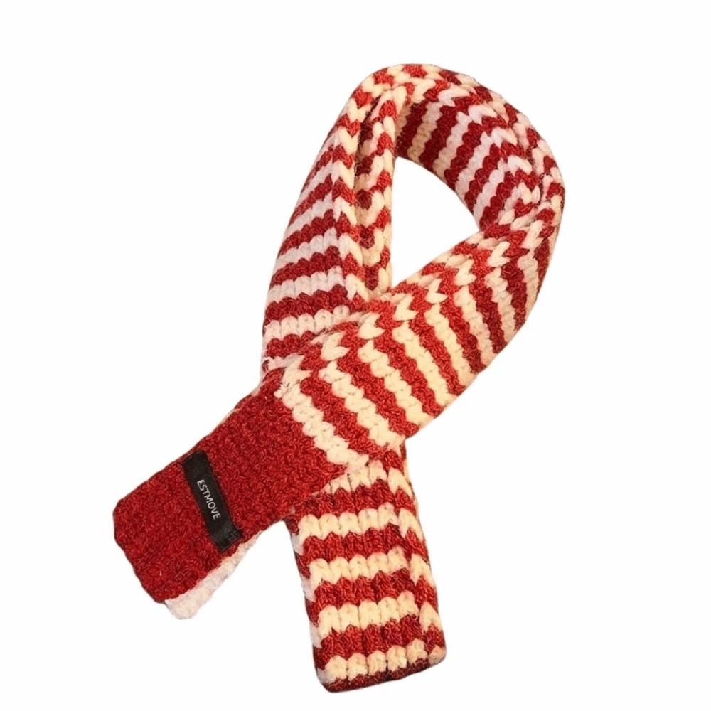 Harajuku Long Narrow Scarves Korean Style Knitted Neck Guard Cute Striped Scarf Streetwear