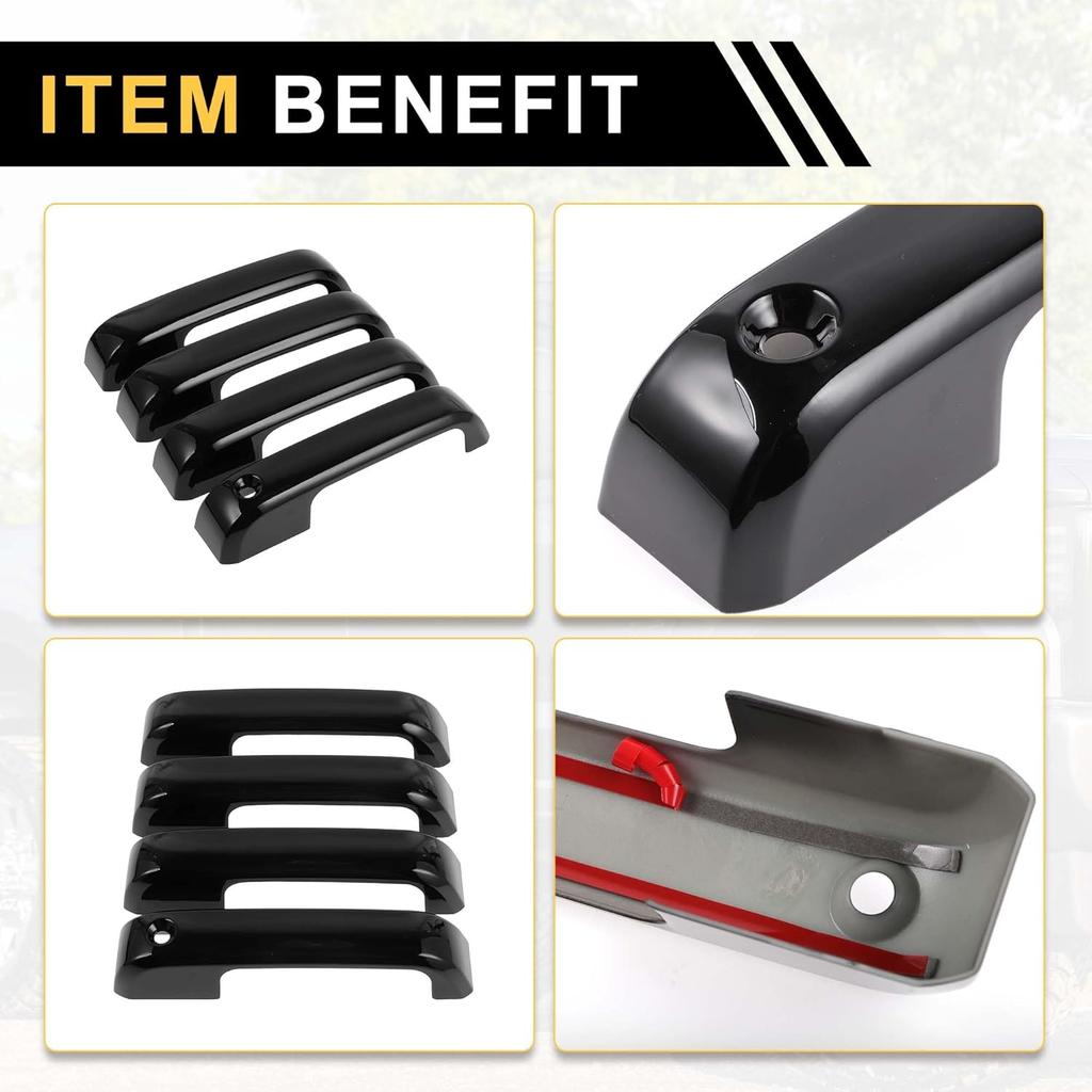 4pcs Exterior Door Handle Cover Car Door Handle Protector for Ford F-150 2015-2020 Car Door Handle Protector Without Keypad ABS Black