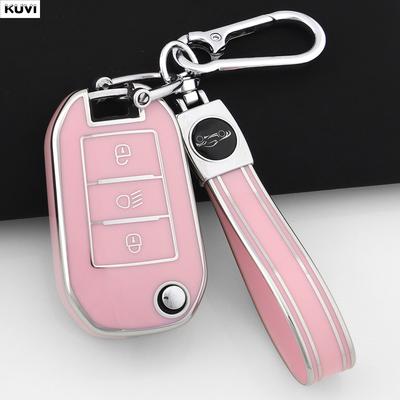 TPU Car Folding Key Case Cover Shell For Peugeot 208 308 408 508 2008 3008 4008 5008 For Citroen C3 C4 CACTUS C6 C8 Accessories