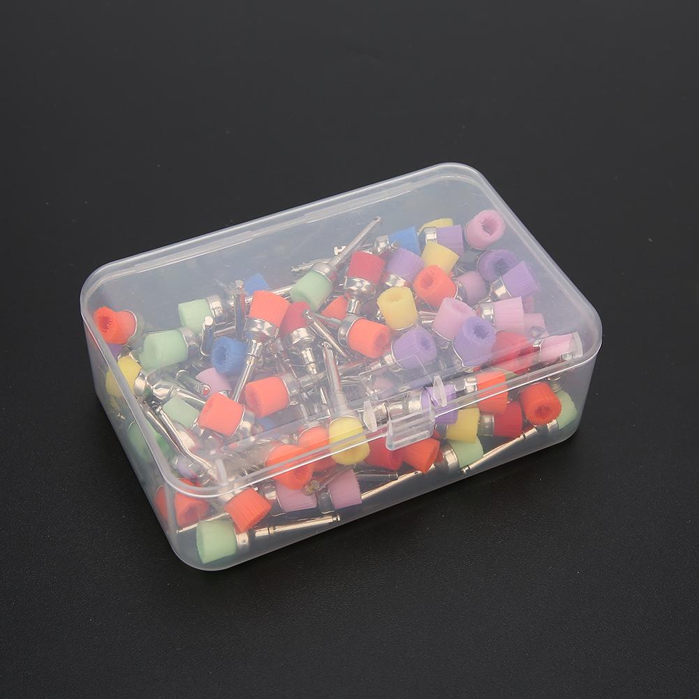 100Pcs Dental Polisher Nylon Teeth Polishing Brush  Dental Supply with Storage BoxMixed Color