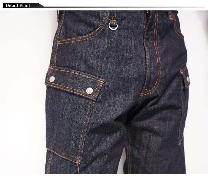 Kojima Jeans 13oz Wide Denim Cargo Made in One Men's Pants, Japan, Wash, RNB-1127W-Indigo-34