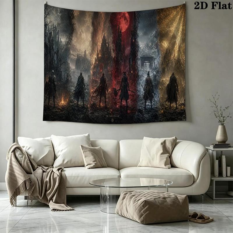 Bloodborne Wall Tapestry Aesthetic Wall Hanging Printed Fabric Blanket Decorative Tapestries for Bedroom Living Room Home Decor