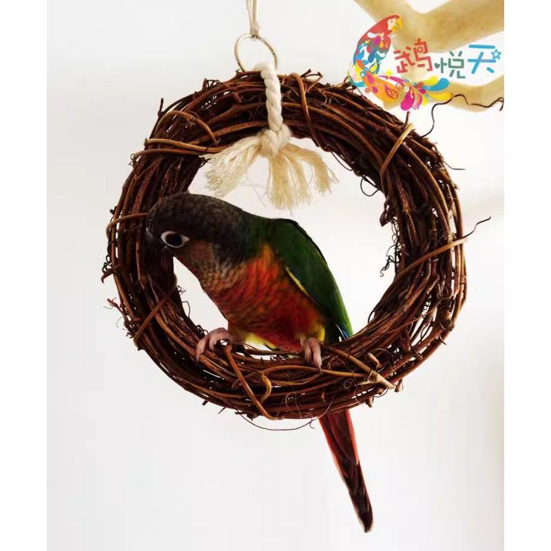 Natural Bird Toy Parrot Chew Toy Parrot Swing Stand Natural Vine Swing Cockatiel Pet Bird Hanging Circle Ring Cage Accessories