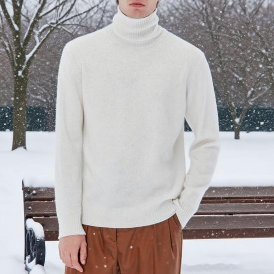 Men Turtleneck Sweater Slim Fit Knit High Neck Pullover Warm Winter Solid Color Rollneck Sweater for Daily Wear Work School Street