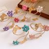 Pearl Flower Butterfly Arm Cuff Iron Wide Open Arm Cuff Fashion Cuff Bangle for Women Summer