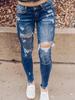 European & American Ripped White Skinny Jeans with Distressed Edges