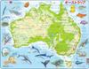 LARSEN Australia Map, Japanese Version, 65 Pieces, World Map, Educational Puzzle, Geography, Animals, Elementary School Students, Ages 6 and Up,