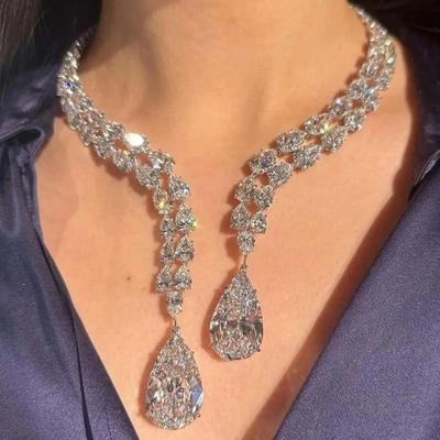 Water Drop Collar Necklace Versatile Luxury Zircon Necklace Collarbone Chain Full of Diamonds Women's Accessories