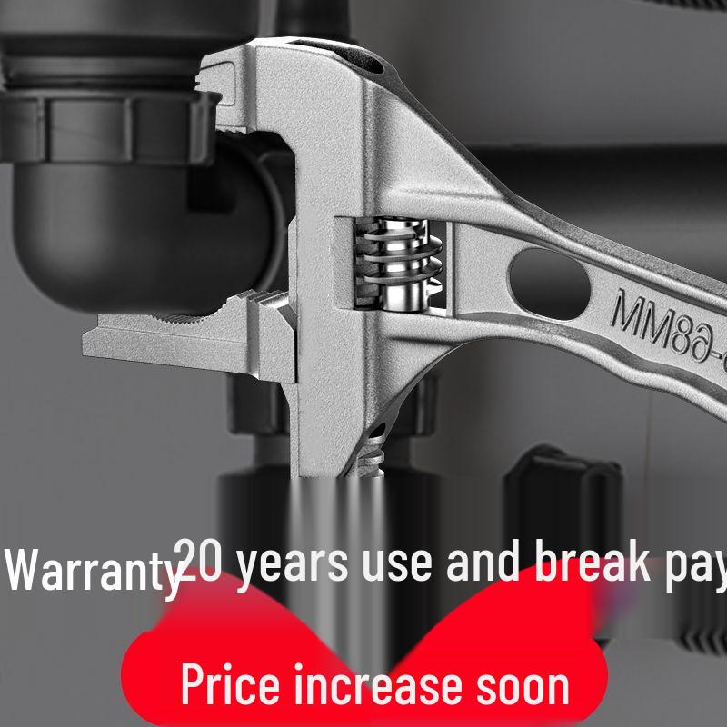 Extra Large Opening Short Handle Multifunctional Bathroom Wrench for Drain Pipe & Air Conditioner Installation