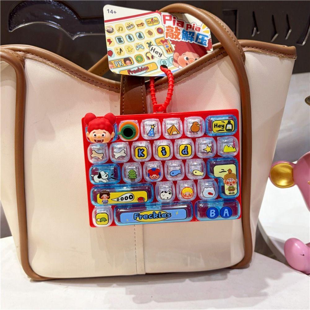 26-key Stress Relief Decompression Toy Clear Key Sounds Keyboard Toy Press Button Toy  Bag Pendant