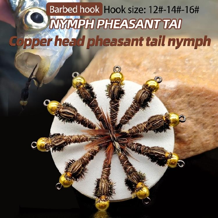 Fly Fishing Lures 6pcs Effective Nymph Fly With Natural Pheasant Tail Pattern To Attract Game Fish