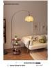Antique-Style Floor Lamp with Integrated Coffee Table and Storage Rack