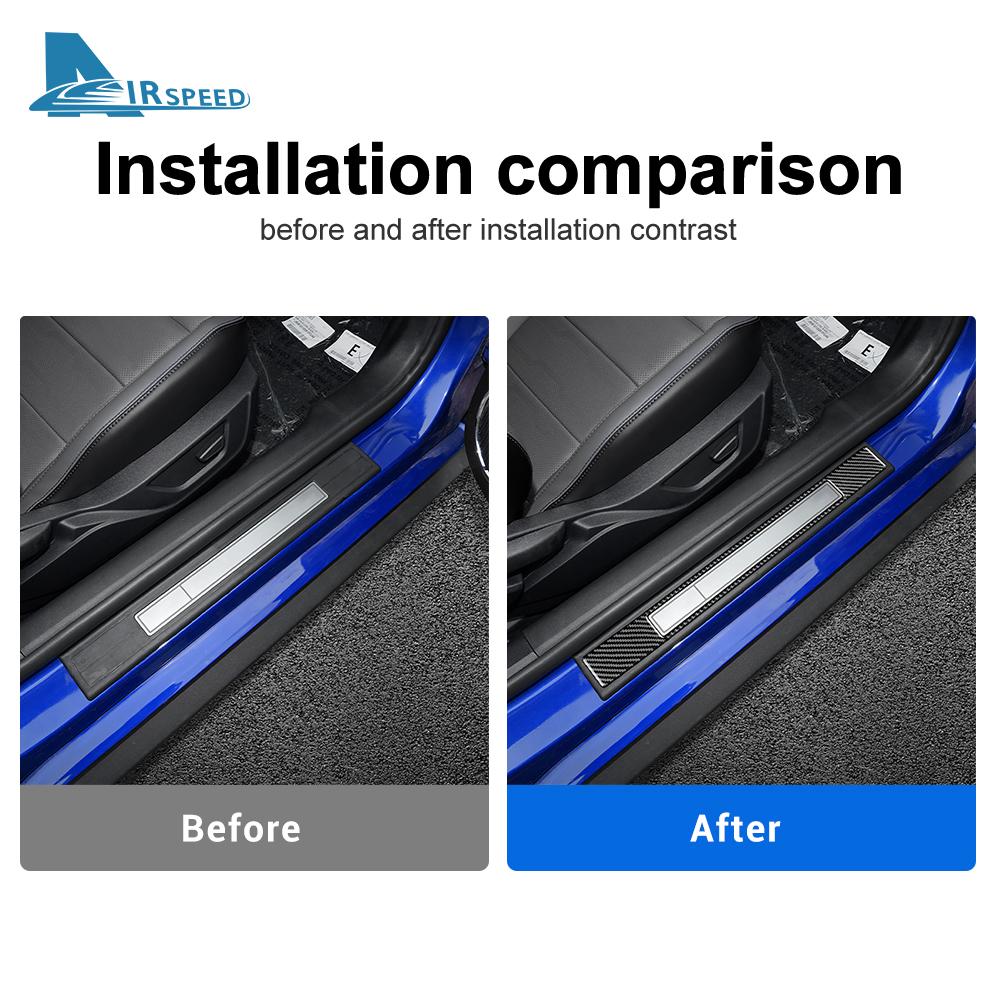 Real Soft Carbon Fiber For Ford Mustang GT Accessories 2015-2025 2025 2025 2025 Sticker Door Sills Protector Guard Accessories