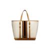 Logo Embroidered Stripe Open Fabric Tote Bag Men Tote Bags Beige 6304841