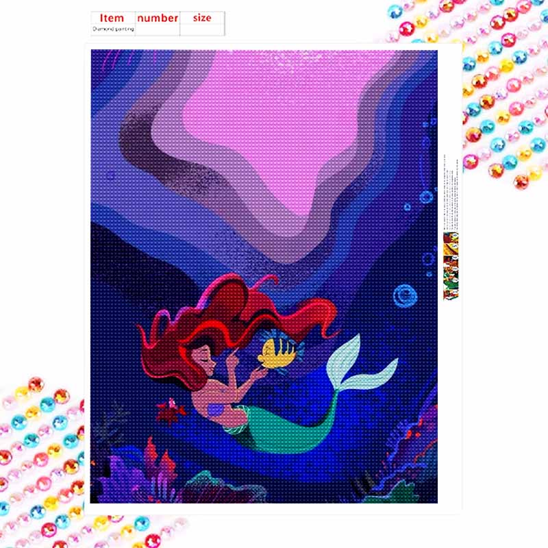 Disney Diamond Painting 5D DIY Ariel Diamond Painting Art Diamond Painting Kit Adult/Beginner Gift Idea Unique Home Decor