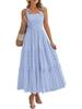2026 European Summer Beach Pleated A-line Strappy Dress with Pockets