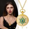Retro Antique Gold Pocket Watch Necklace: Analog Display, Waterproof, Rhinestone, Petal Design, Pendant Watch, Pocket Watch with Sweater Chain, Golden