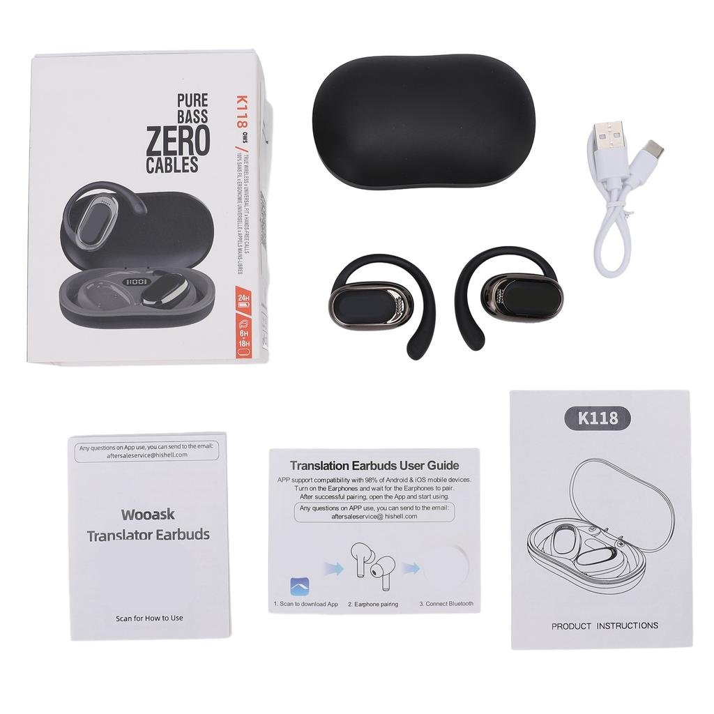 Language Translator Earbuds Wireless Earbuds 144 Languages Bluetooth 5.4 Phone Call for Business