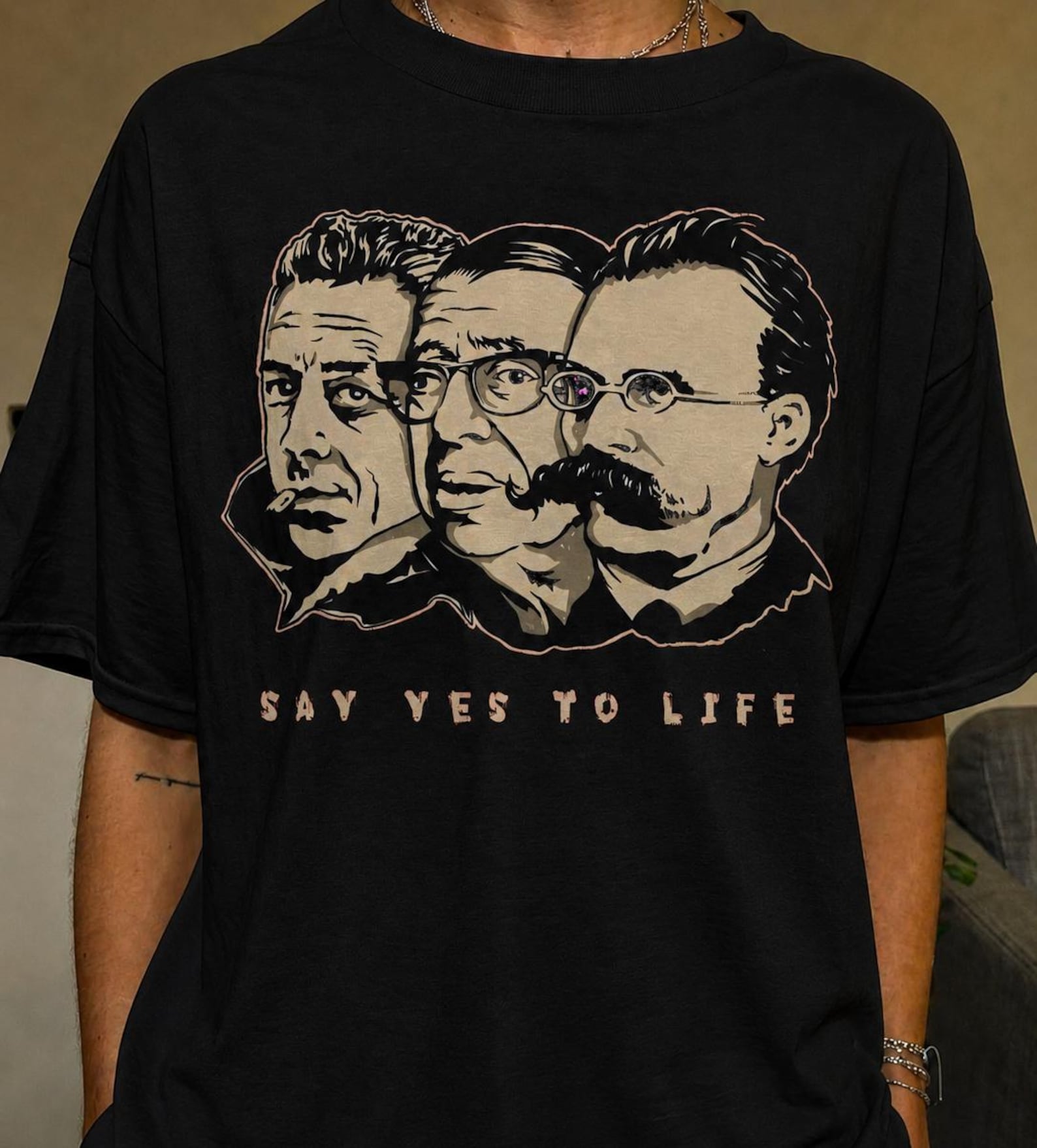 Existentialism Shirt, Philosophy Graphic Tee, Camus Sartre Nietzsche Design, Philosopher Gift, Dark Academia Tee 3XL